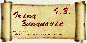 Irina Bunanović vizit kartica